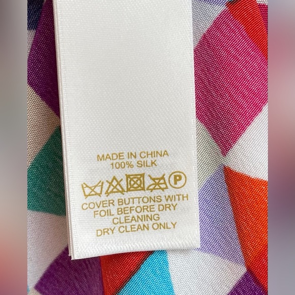 Colorful Kate Spade Silk Geometric Smocked Dress - Picture 5 of 5